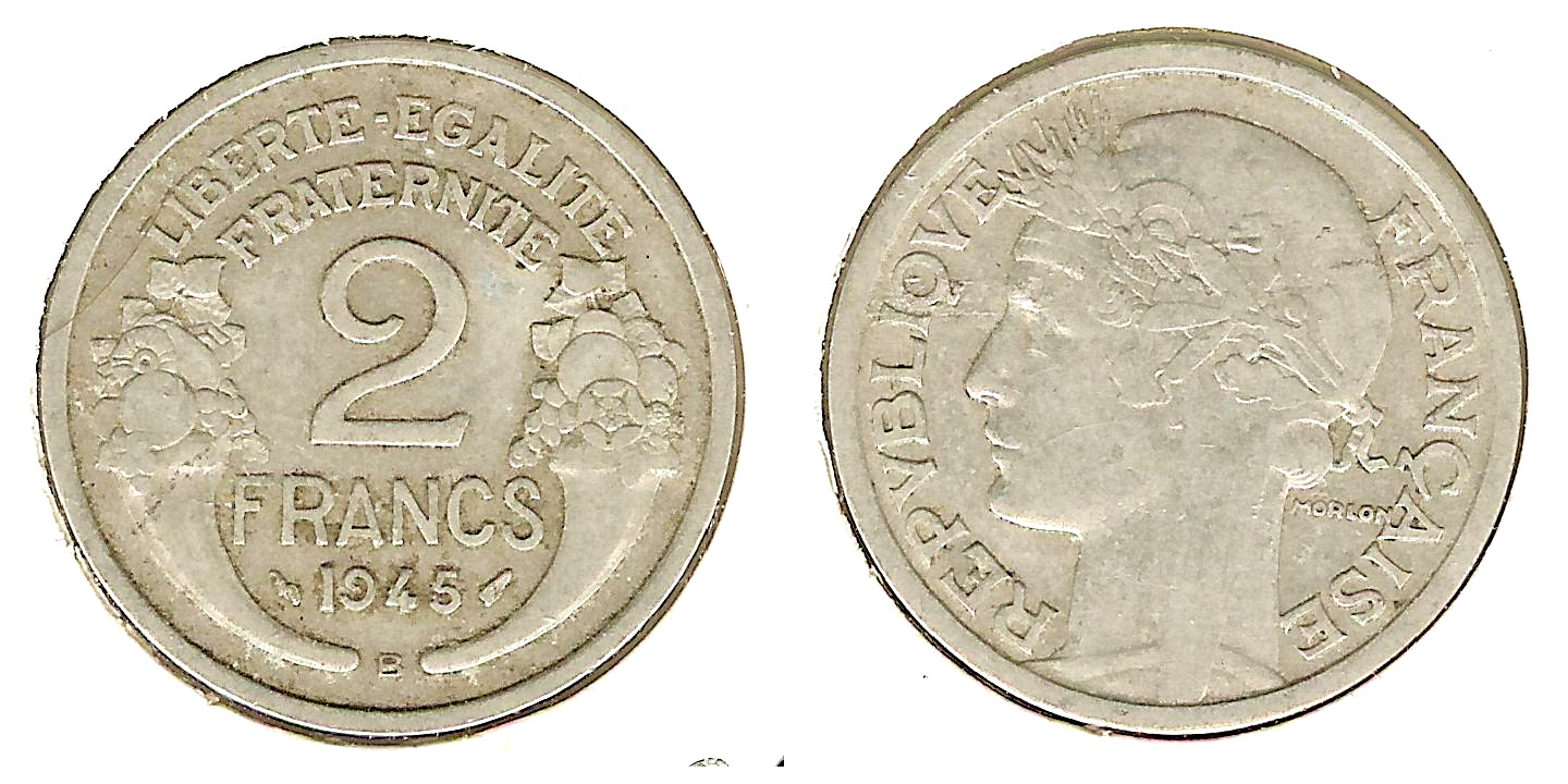 2 Francs Morlin 1945B TTB-